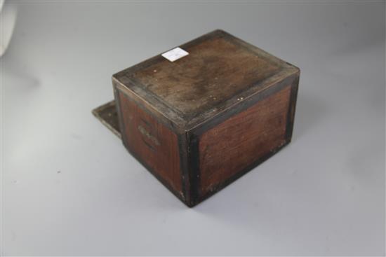 A 17th century walnut and ebony table top cabinet, width 10.25 depth 8.5in. height 7in.